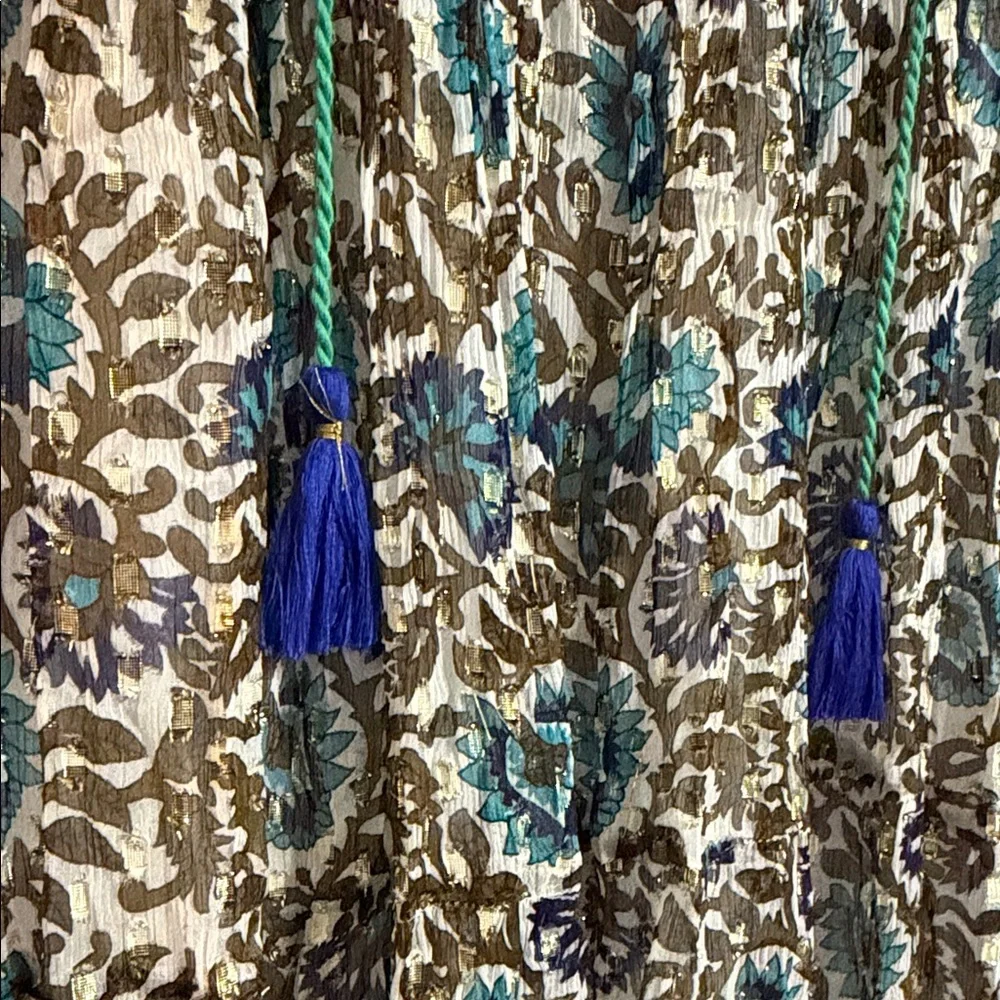 OLIPHANT Boho Floral Tiered Dress with Tassel Tie - Picture 3 of 7